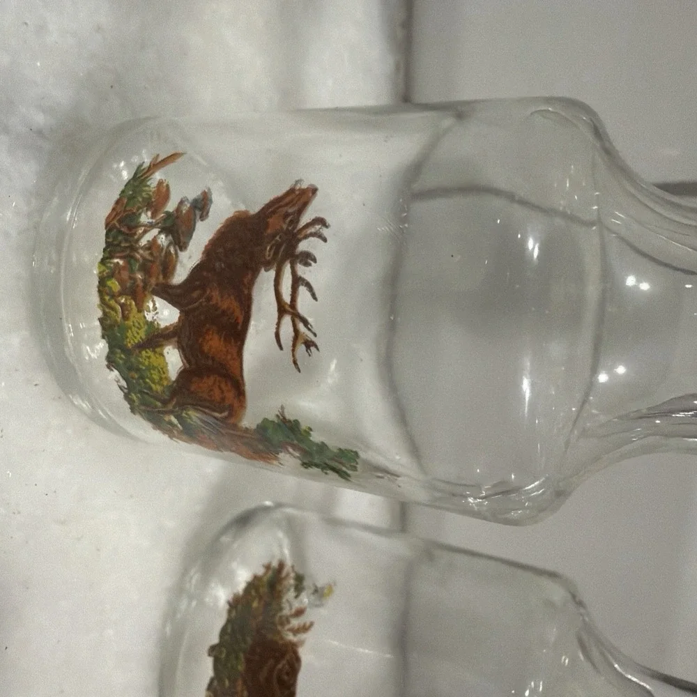 Pijacky Set Of 2 Vintage Shot Glasses With Wildlife Scene